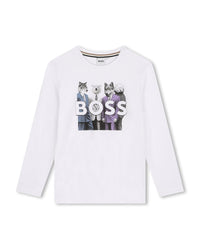 T-shirt à manches longues à illustrations en coton - Blanc