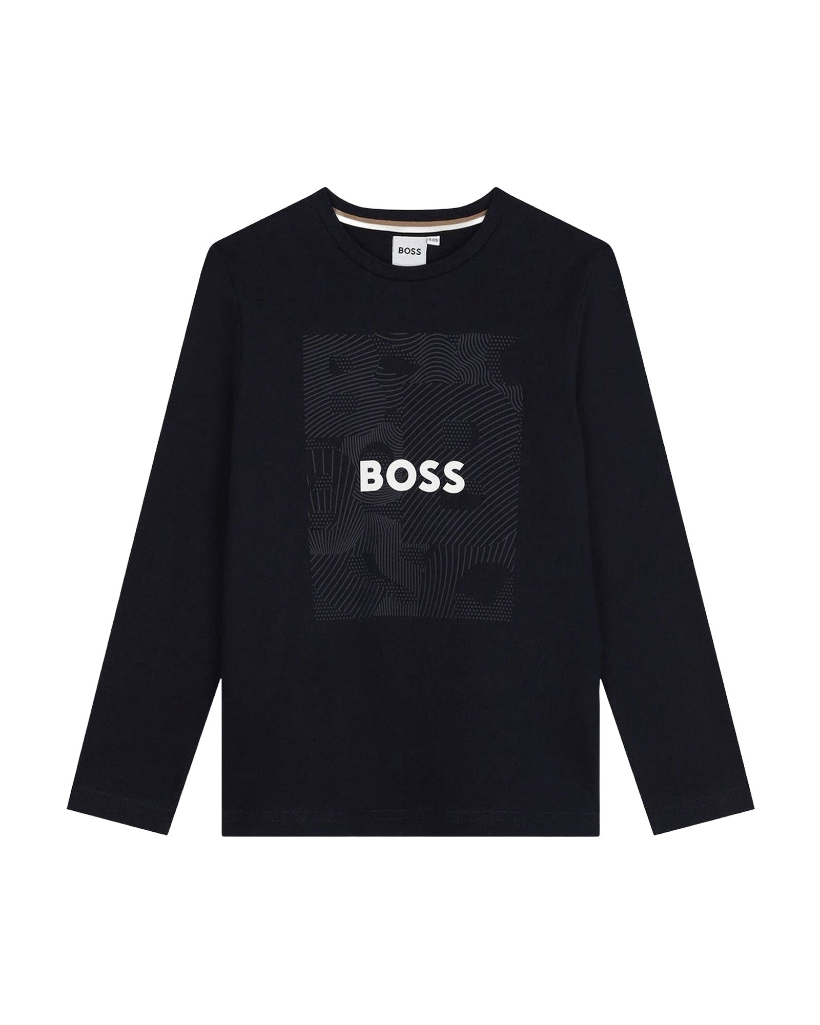 Long-sleeved cotton T-shirt with prints - Cargo Blue
