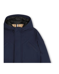 Parka à capuche maxi poches - Bleu Cargo