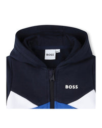 Cardigan à capuche à découpes en coton - Bleu Cargo