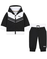 Ensemble de survêtement cardigan et pantalon en coton - Black