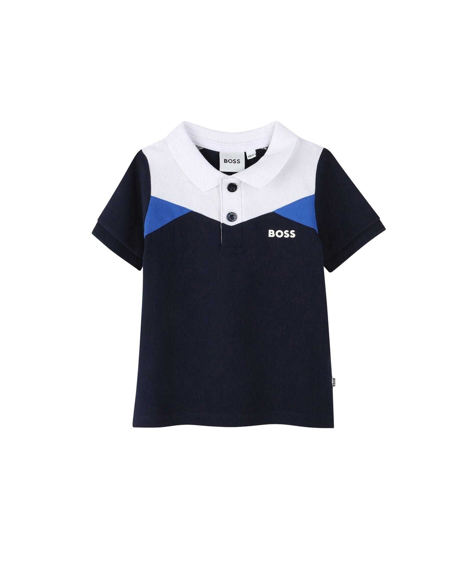 Polo à manches courtes à découpes en coton - Bleu Cargo