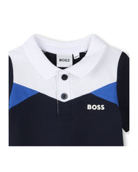 Polo à manches courtes à découpes en coton - Bleu Cargo