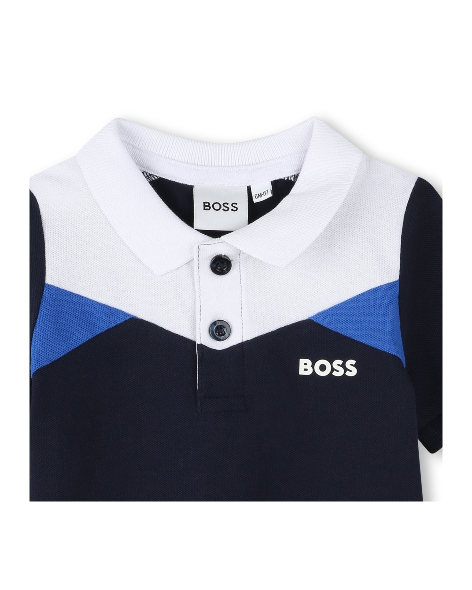 Polo à manches courtes à découpes en coton - Bleu Cargo