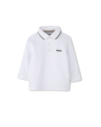 Long-sleeved logo polo shirt - White