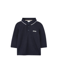 Long-sleeved polo shirt with logo - Cargo Blue