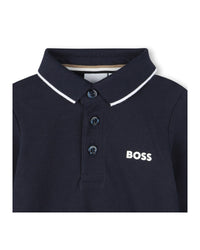 Polo à manches longues à logo - Bleu Cargo