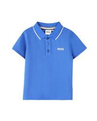 Short-sleeved cotton logo polo shirt - Brightcobalt