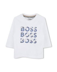 T-shirt à manches longues Multi Logo en coton - Blanc