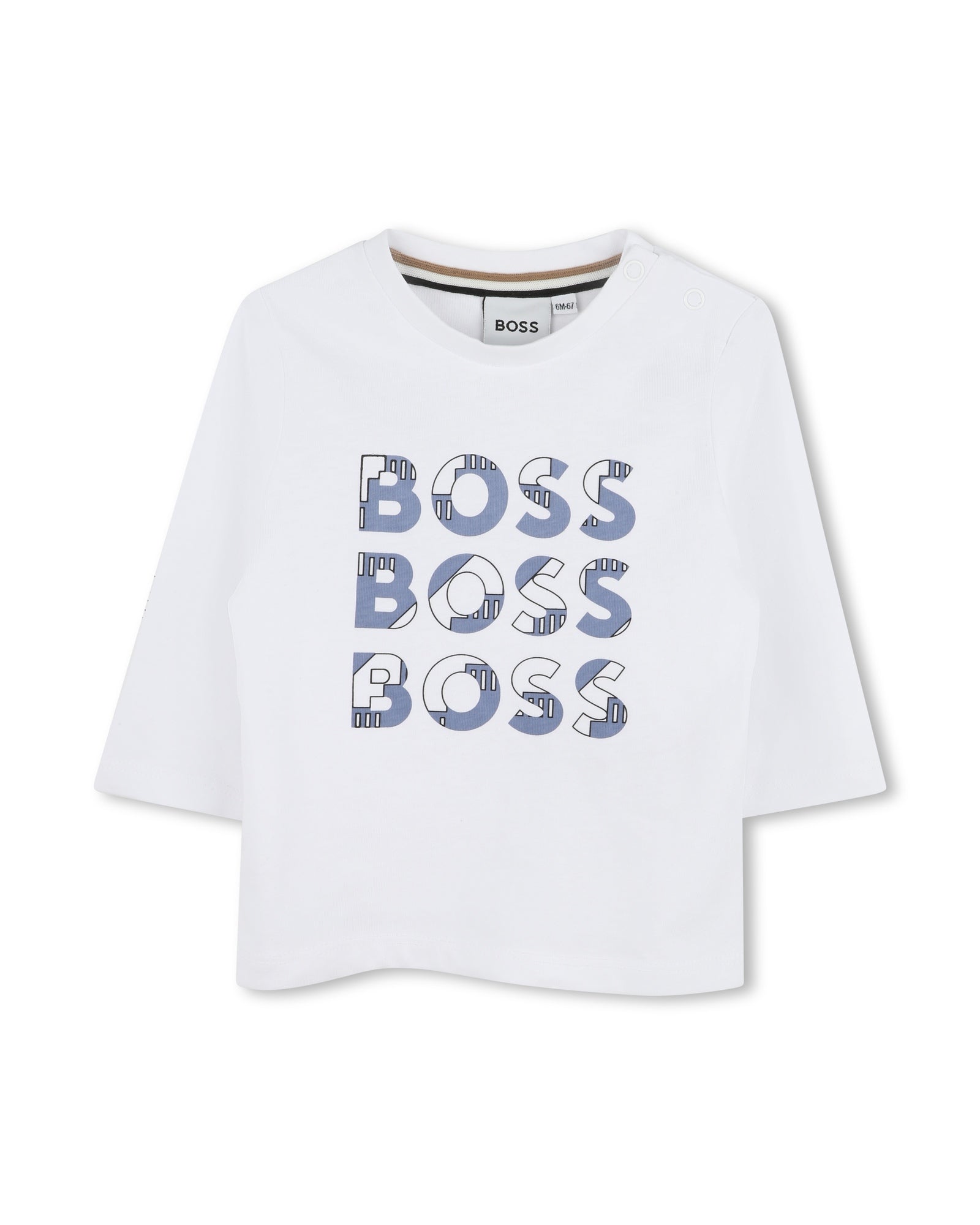 T-shirt à manches longues Multi Logo en coton - Blanc