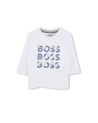 T-shirt à manches longues Multi Logo en coton - Blanc