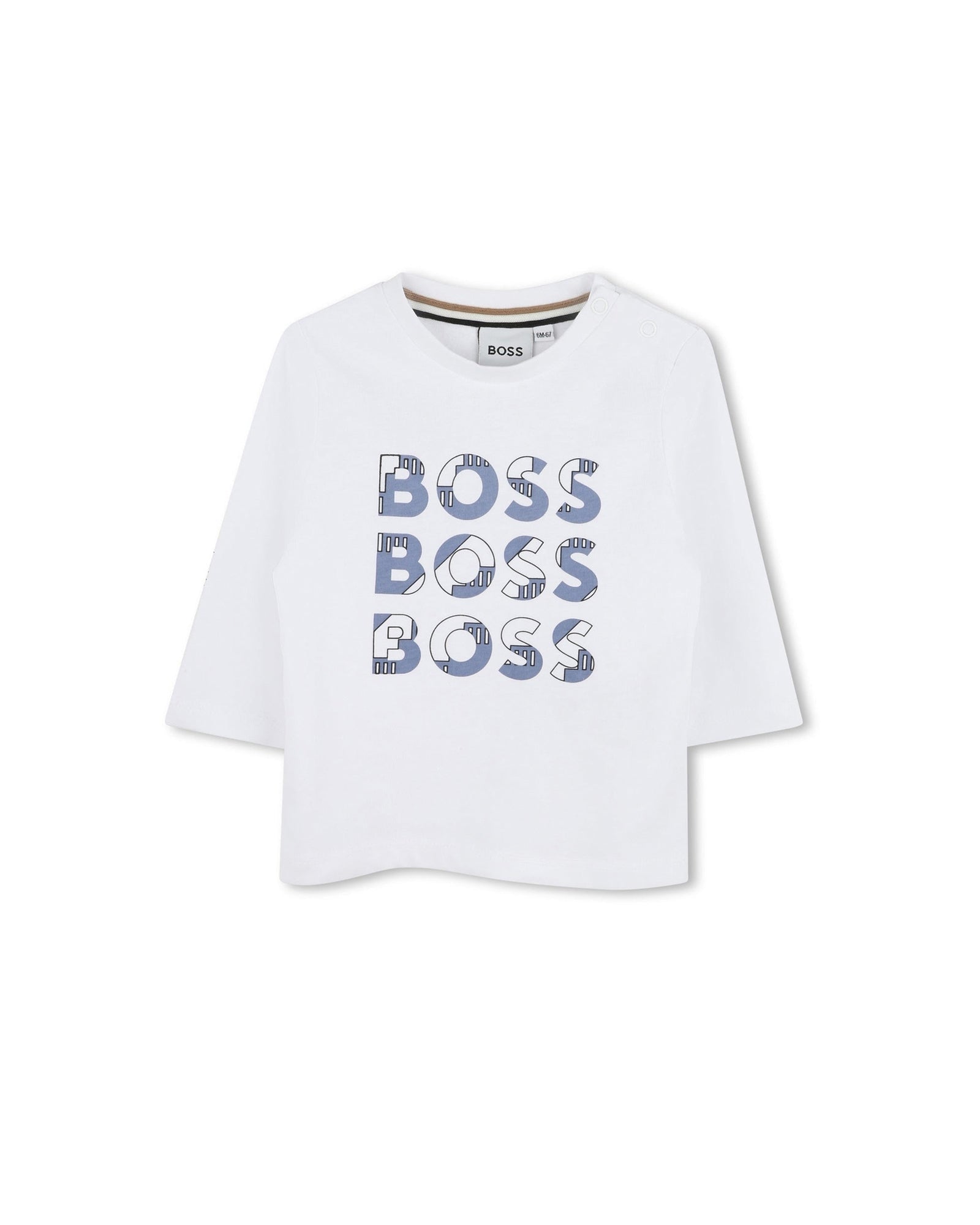 T-shirt à manches longues Multi Logo en coton - Blanc