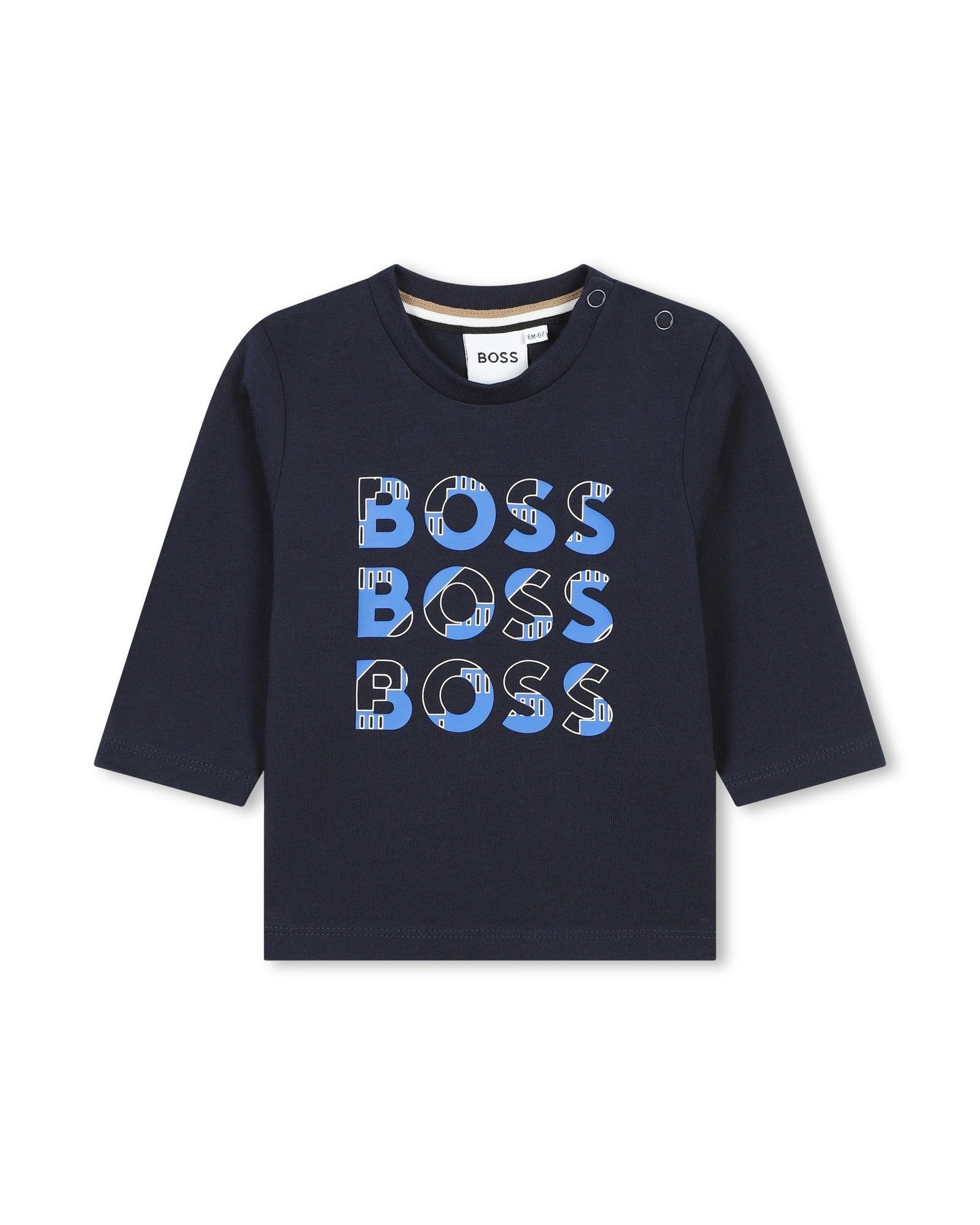 Long-sleeved cotton Multi Logo T-shirt - Cargo Blue
