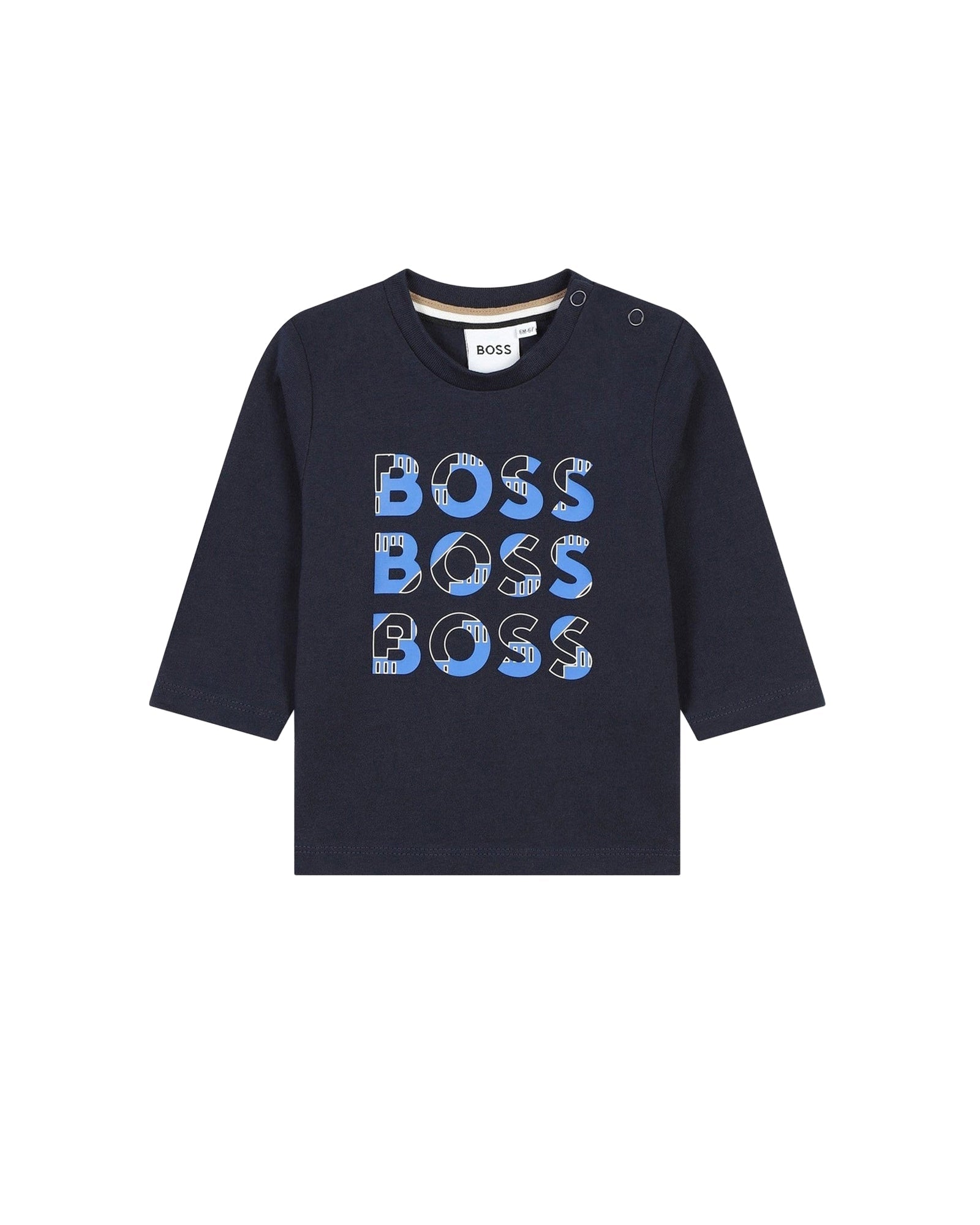 Long-sleeved cotton Multi Logo T-shirt - Cargo Blue