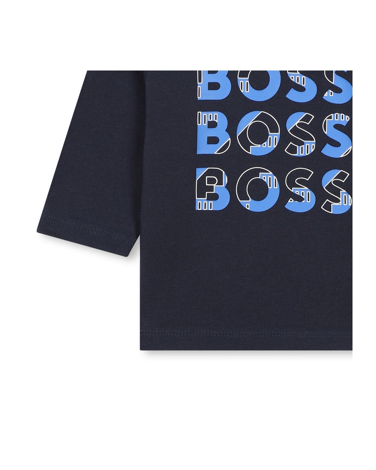 Long-sleeved cotton Multi Logo T-shirt - Cargo Blue