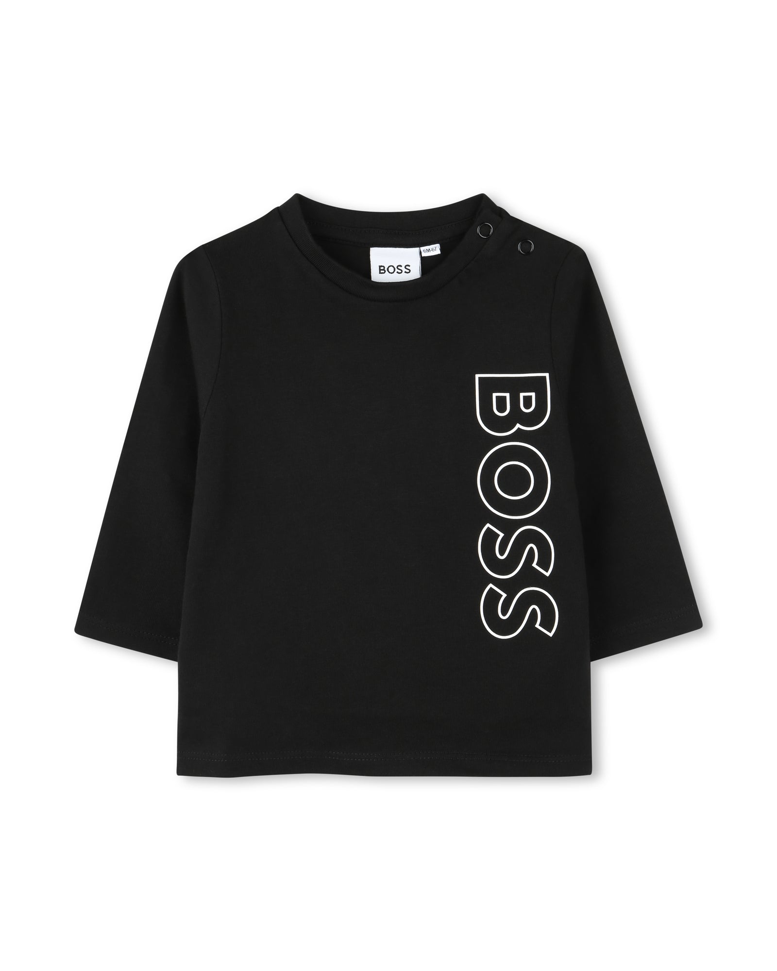 Long-sleeved cotton T-shirt with press studs - Black
