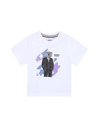 Cotton T-shirt with whimsical illustrations - White