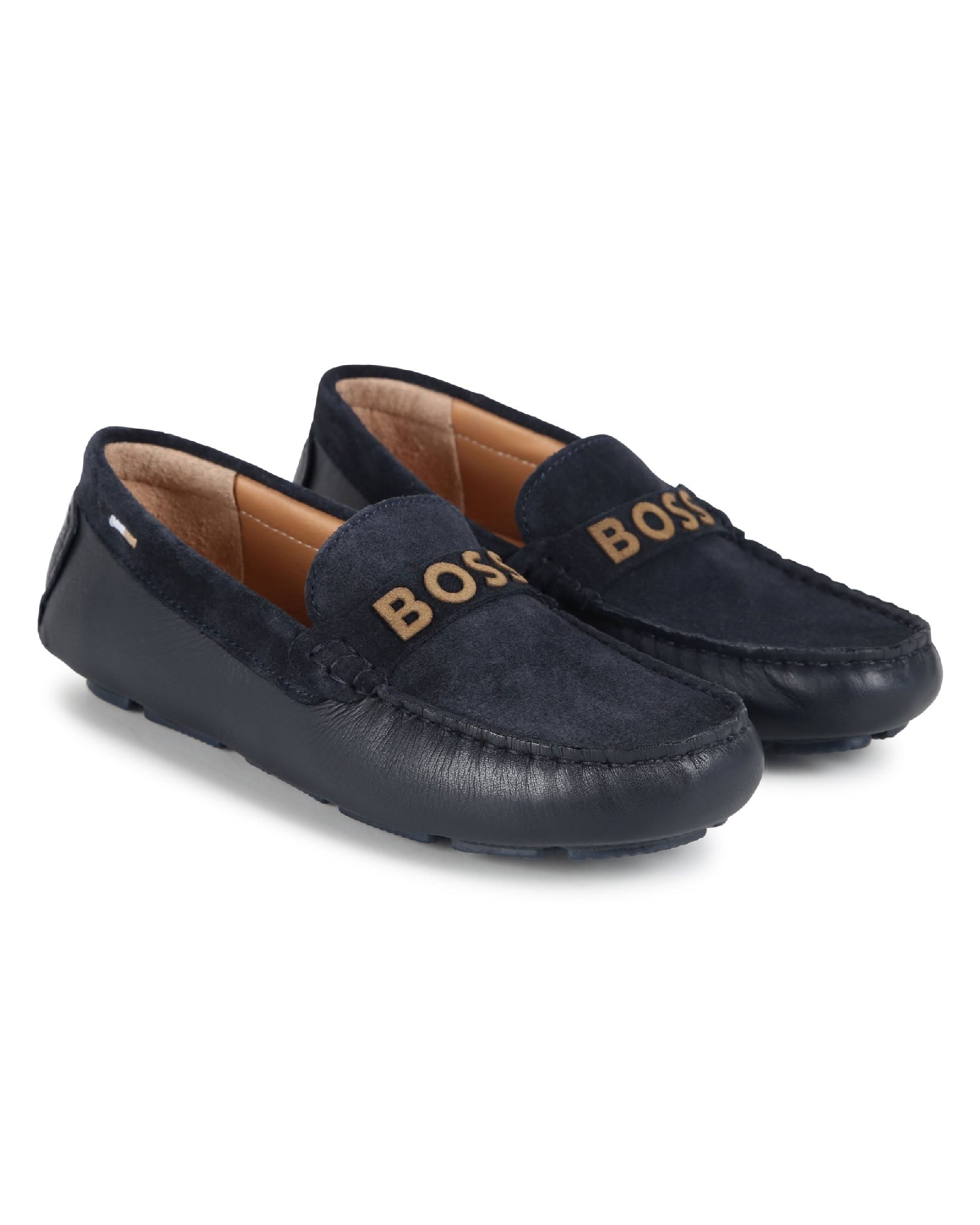 Mocassins à logo en cuir - Bleu Cargo