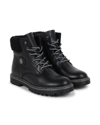 Bottines doublées polaire en cuir - Black