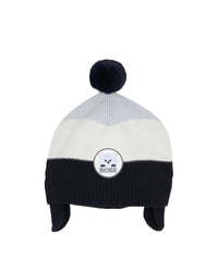 Bonnet à pompons en coton - Bleu Cargo