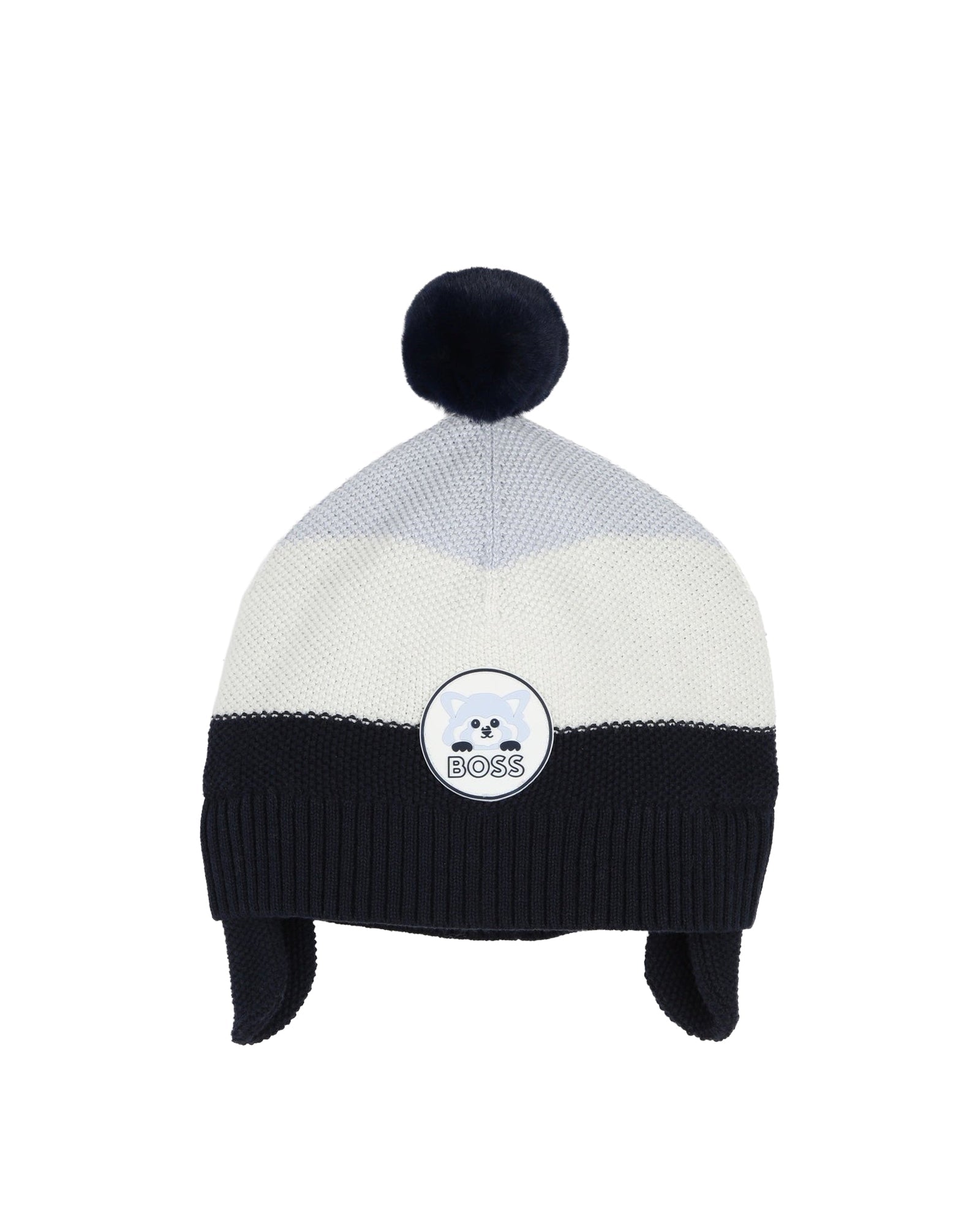 Bonnet à pompons en coton - Bleu Cargo