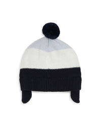 Bonnet à pompons en coton - Bleu Cargo