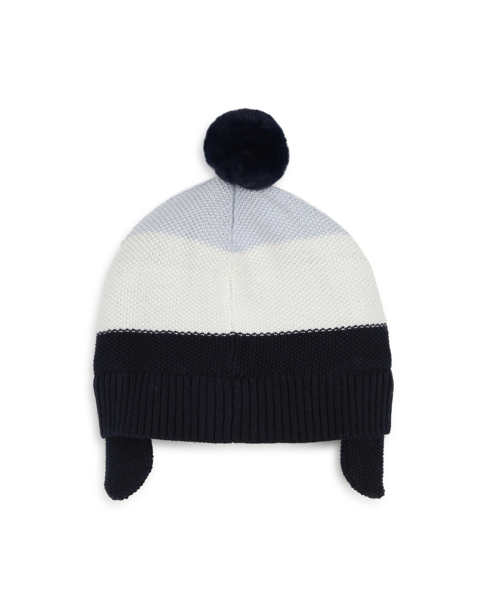Bonnet à pompons en coton - Bleu Cargo