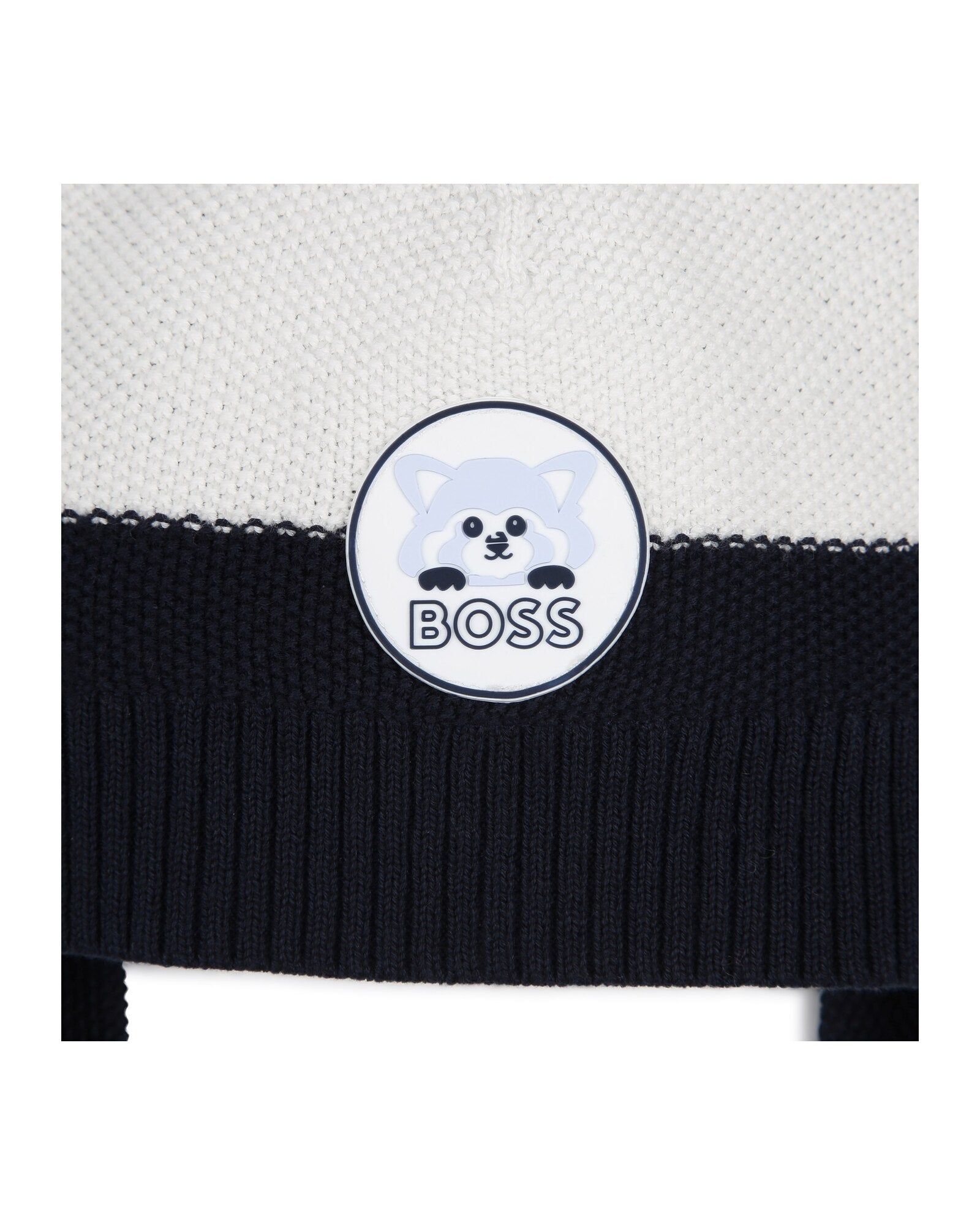 Bonnet à pompons en coton - Bleu Cargo