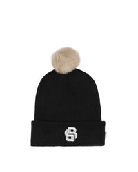 Bonnet à pompons en polaire - Black