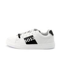 Sneakers avec logo en cuir - Blanc