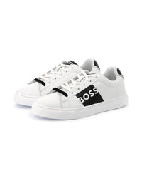 Sneakers avec logo en cuir - Blanc