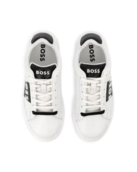 Sneakers avec logo en cuir - Blanc