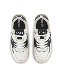 Sneakers with leather logo - White
