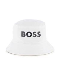 Bob reversible avec logo en coton - Blanc