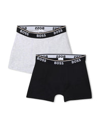 Set of 2 boxer shorts with cotton logo - Black