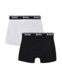Set of 2 boxer shorts with cotton logo - Black