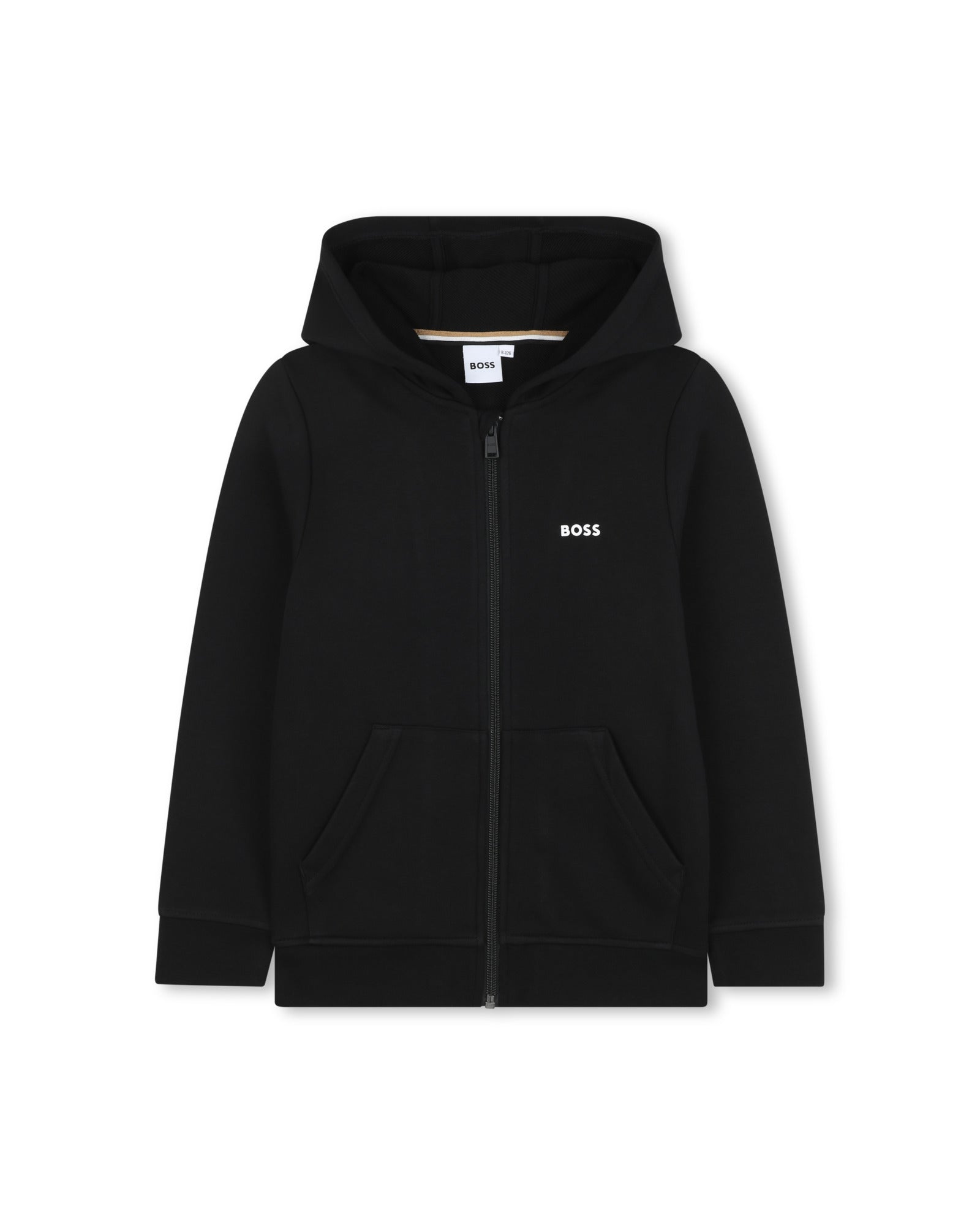 Hooded cardigan with cotton logo - Black