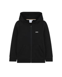 Cotton hooded jumper with logo - Black