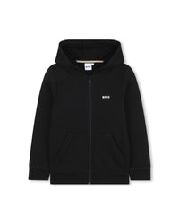 Cardigan à capuche avec logo en coton - Black