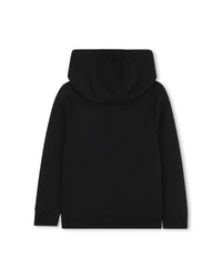 Hooded cardigan with cotton logo - Black