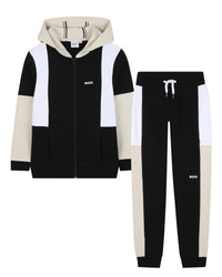 Cardigan and trouser set with cotton logo - Black