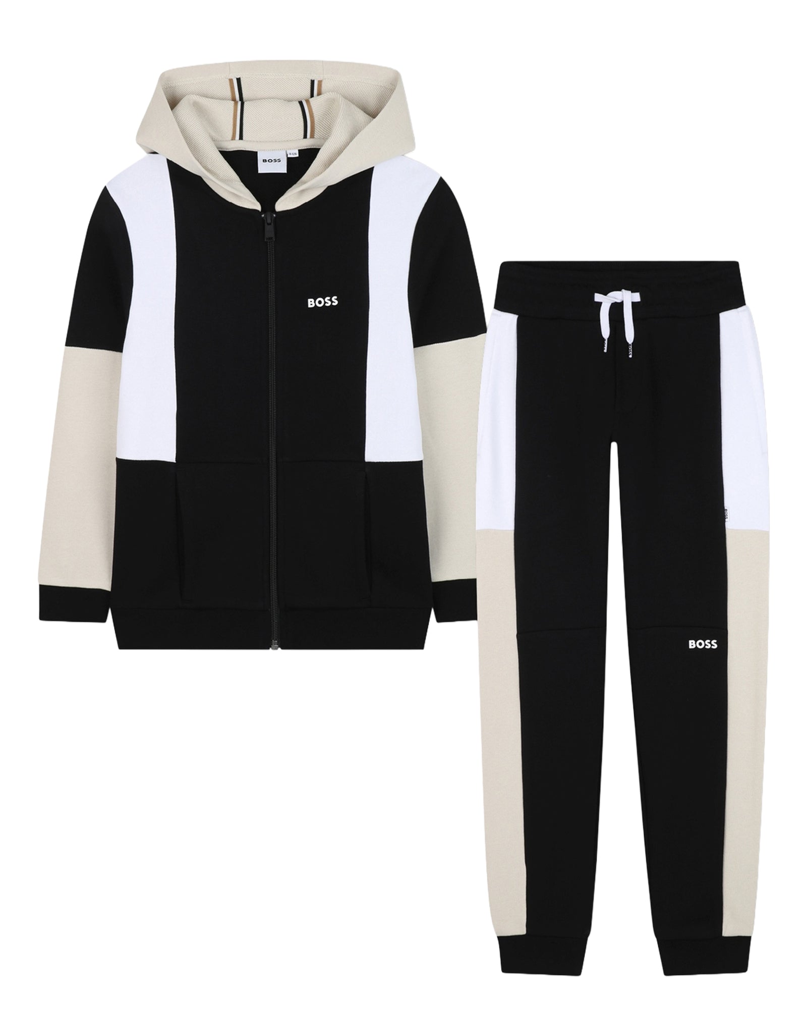 Cardigan and trouser set with cotton logo - Black