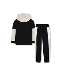Cardigan and trouser set with cotton logo - Black