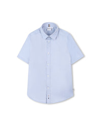 Short-sleeved shirt with cotton logo - Faded Blue