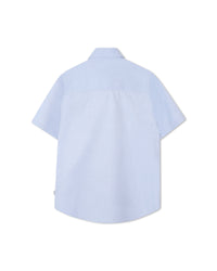 Short-sleeved shirt with cotton logo - Faded Blue