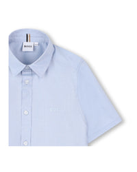 Short-sleeved shirt with cotton logo - Faded Blue