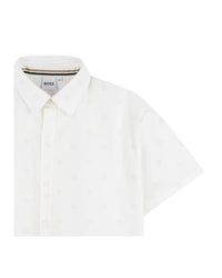 Short-sleeved shirt with cotton logo - White