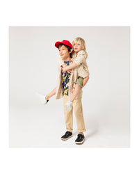 Short-sleeved shirt with linen logo - Sand