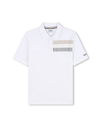 Short-sleeved polo shirt with cotton logo - White