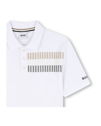 Short-sleeved polo shirt with cotton logo - White